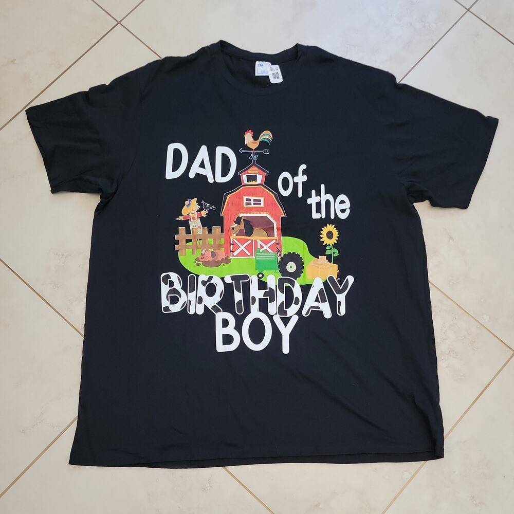Dad Of The Birthday Boy Graphic T-Shirt Men's 2XL Black